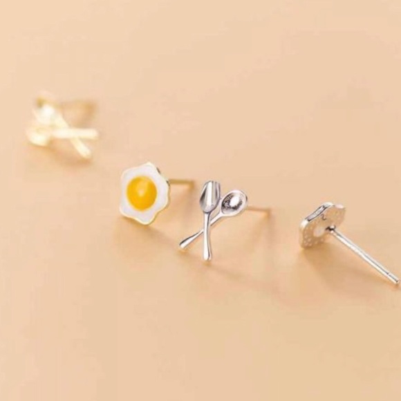 Jewelry - 925 Sterling Silver Egg Fork & Knife Studs